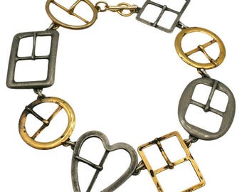 Vintage Multi Buckle Novelty Necklace Moschino