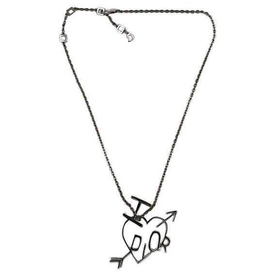 CHRISTIAN DIOR * Vintage Silver Tone I Love Dior Arrow Heart