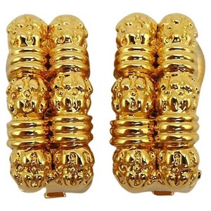 CHRISTIAN DIOR * Vintage Gold Tone Clip-On Earrings