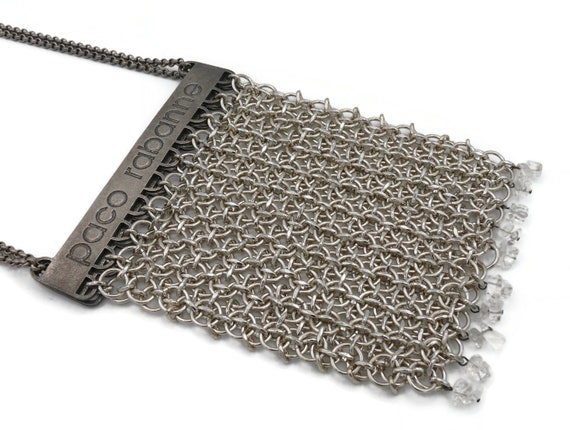 PACO RABANNE * Vintage Mini Silver Tone Chainmail… - image 6