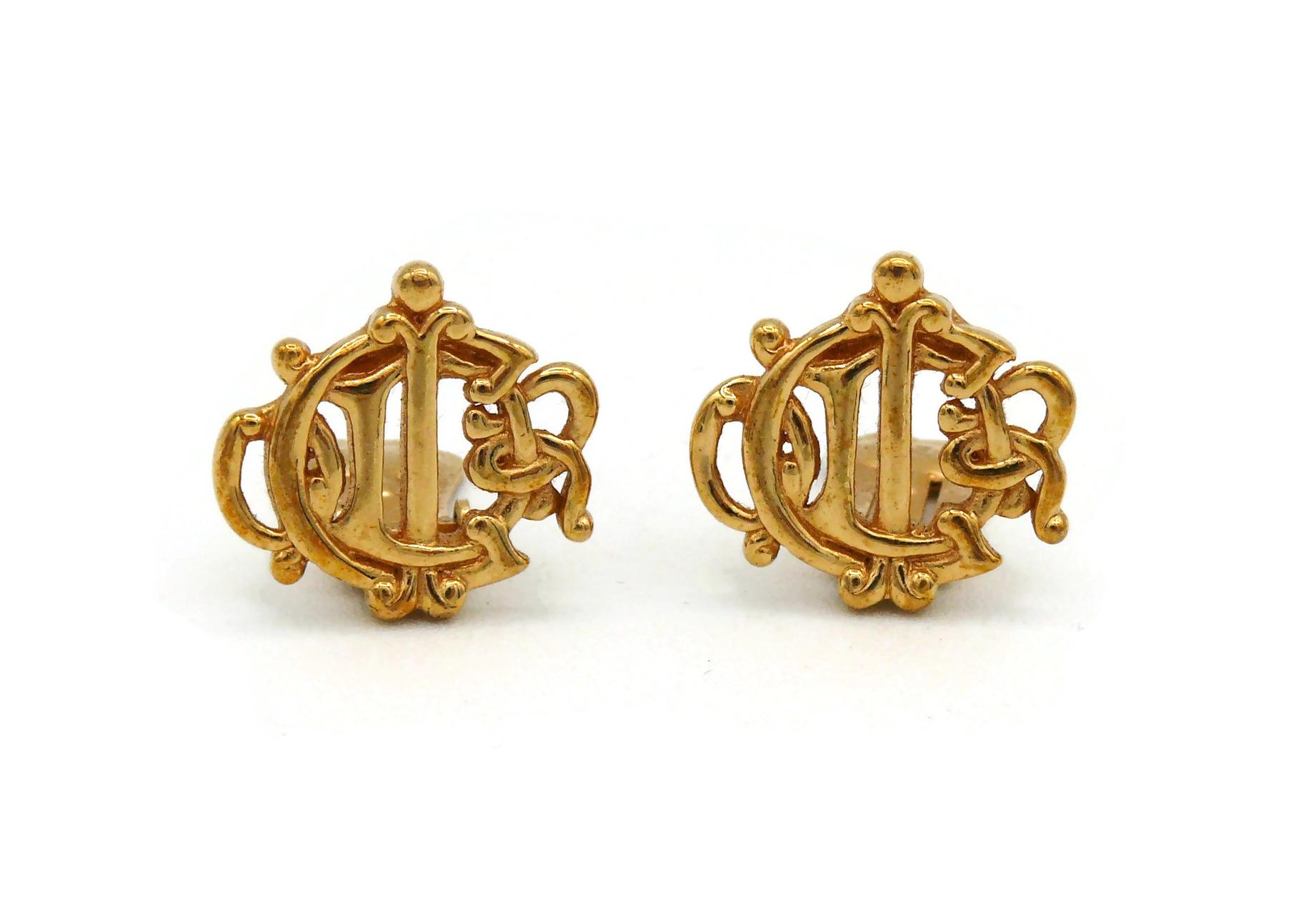 アクセサリー Dior Vintage LOGO Gold pierced earrings CHRISTIAN DIOR * Vintage Gold Tone Logo Clip-on Earrings - Etsy