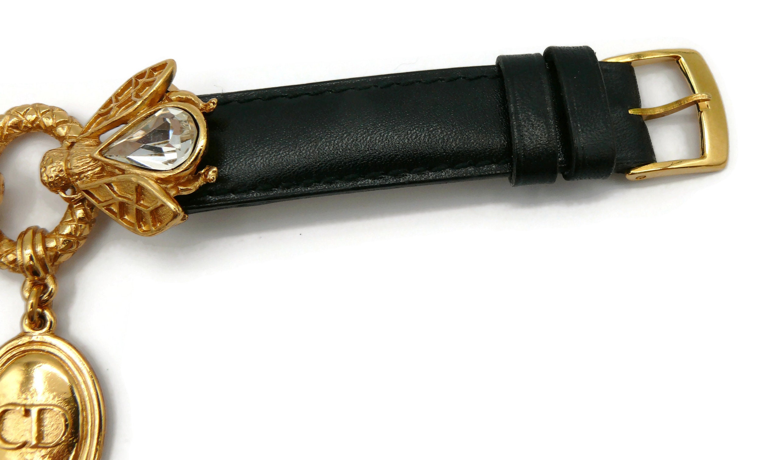 CHRISTIAN DIOR Boutique * Vintage Jewelled Bee Leather Bracelet - Etsy
