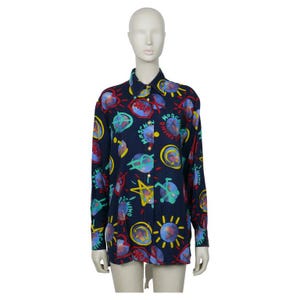 MOSCHINO * Vintage Earth Peace Smiley Anarchy... Print Shirt
