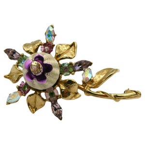 CHRISTIAN LACROIX * Vintage Jewelled Flower Brooch