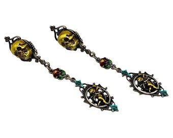 Vintage Skull, Flower, Cherub Dangle Earrings Jean Paul Gaultier
