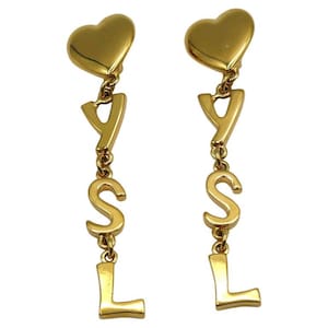 YVES SAINT LAURENT * Vintage Initials Dangling Earrings