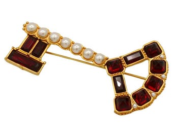 Vintage Jewelled Key Brooch Karl Lagerfeld