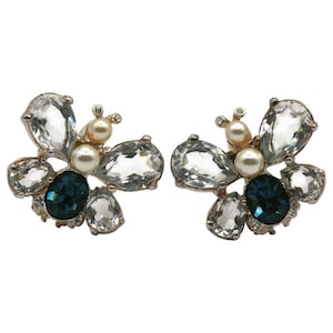 CHRISTIAN DIOR Boutique * Vintage Jewelled Butterfly Clip-On Earrings