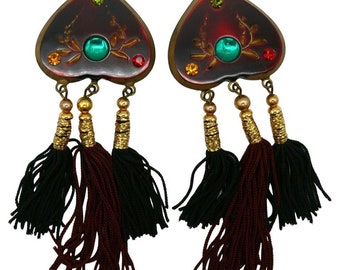 Vintage Russian Inspired Tassel Dangling Earrings Jean Louis Scherrer