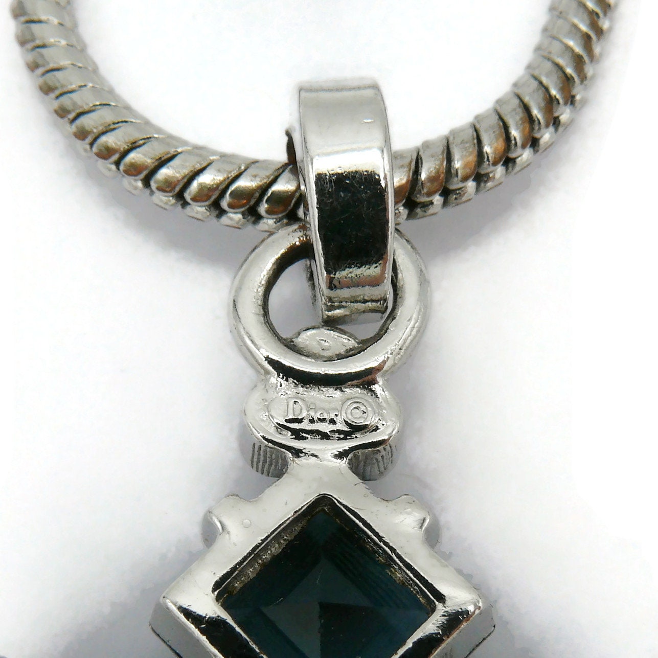 CHRISTIAN DIOR * Vintage Jewelled Cross Pendant Necklace