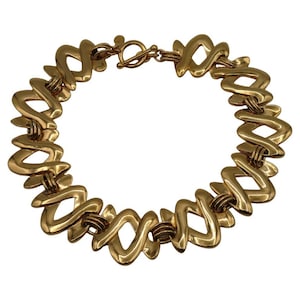 CHRISTIAN DIOR Boutique * Vintage Gold Tone Wavy Link Necklace