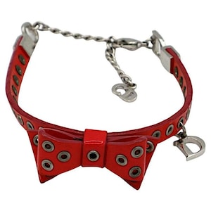 CHRISTIAN DIOR * Pink Patent Leather Bow Bracelet