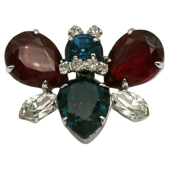 CHRISTIAN DIOR * Vintage Jewelled Butterfly Brooch - image 1