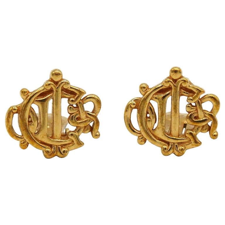 アクセサリー Christian Dior logo earrings Vintage CHRISTIAN DIOR Logo Earrings Silver 1668945 | FASHIONPHILE