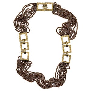 CHRISTIAN DIOR * Vintage Gold Tone Multi Chain Cannage Link Necklace