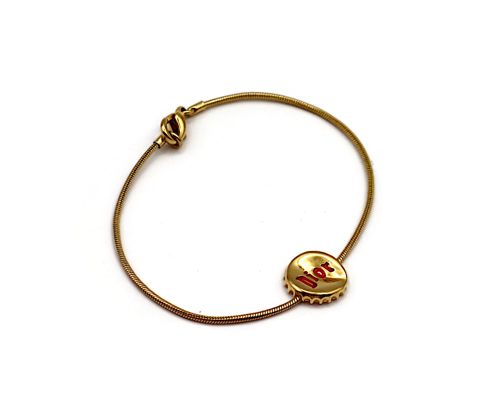 CHRISTIAN DIOR * Vintage Gold Tone Bottle Cap Lid Motif