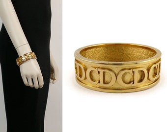 Vintage Gold Toned CD Logo Bracelet Christian Dior