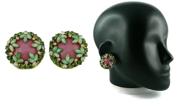 CHRISTIAN DIOR * Vintage Jewelled Clip-On Earrings