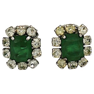 CHRISTIAN DIOR * Vintage Jewelled Clip-On Earrings, 1970