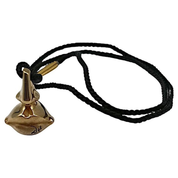 Collier Vintage Pendentif La Bouche Dali - Doré Métal - Occasion