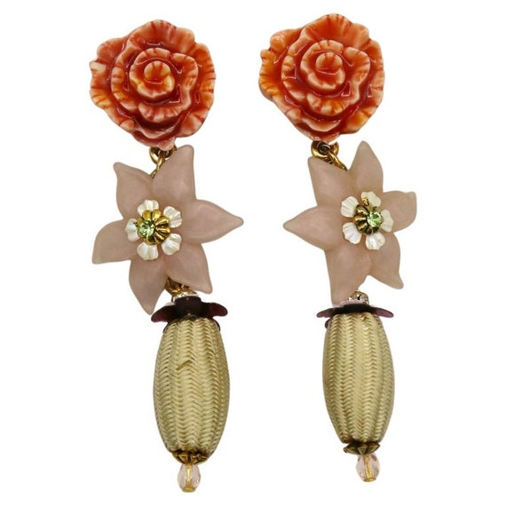 CHRISTIAN LACROIX * ヴィンテージ フローラル ドロップ ピアス - Etsy 