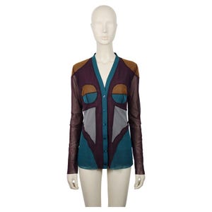 JEAN PAUL GAULTIER Soleil * Vintage Body Contour Fuzzi Mesh Cardigan Size L