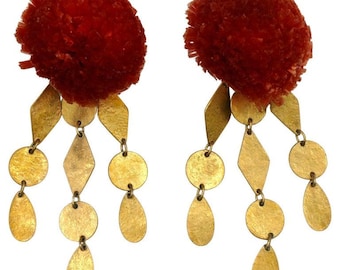 YVES SAINT LAURENT * Orecchini pendenti vintage in rafia