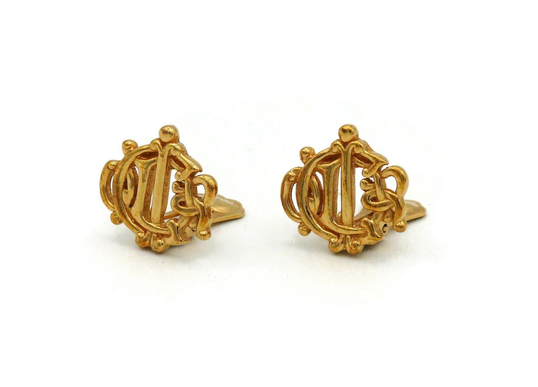 アクセサリー Christian Dior logo earrings Vintage CHRISTIAN DIOR Logo Earrings Silver 1668945 | FASHIONPHILE