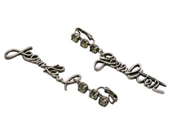 Jewelled Cursive Signature Dangling Earrings Jean Paul Gaultier