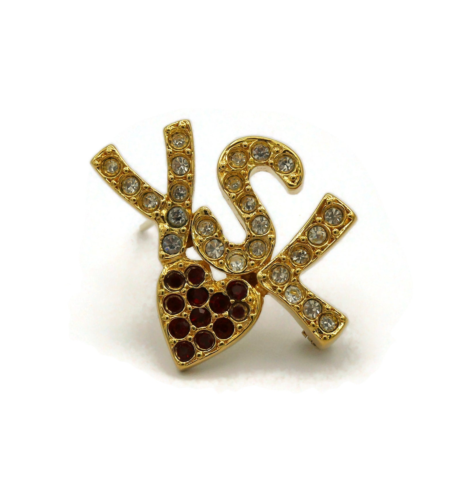 YVES SAINT LAURENT * ヴィンテージ ハート イニシャル ブローチ