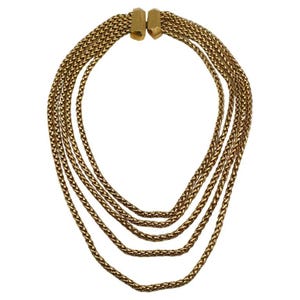 YVES SAINT LAURENT * Vintage Gold Tone Multi-Strand Chain Necklace