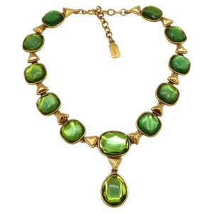 YVES SAINT LAURENT * Vintage Green Resin Necklace