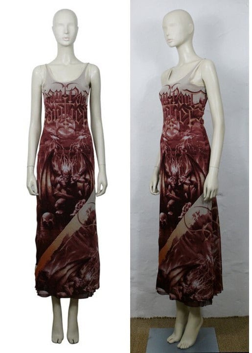 JEAN PAUL GAULTIER * Vintage Semi Sheer Devil Demon Inferno Dress 