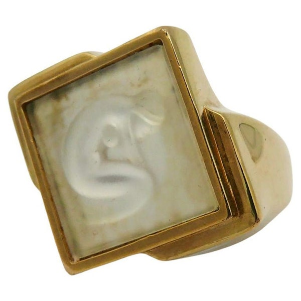 LALIQUE * Vintage Ondine Kristall Tank Ring