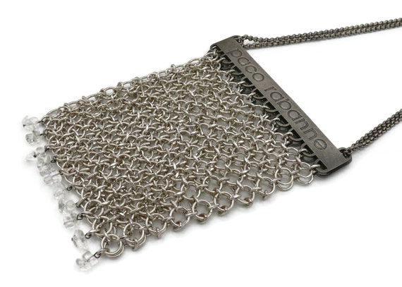 PACO RABANNE * Vintage Mini Silver Tone Chainmail… - image 8