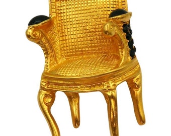 Vintage KARL LAGERFELD Lyre Chair Rhinestone Brooch - Etsy