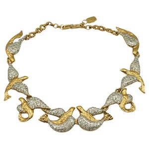 YVES SAINT LAURENT * Vintage Jewelled Bird Necklace