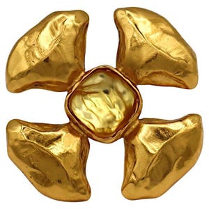 Vintage Resin Cabochon Maltese Cross Brooch Pendant Yves Saint
