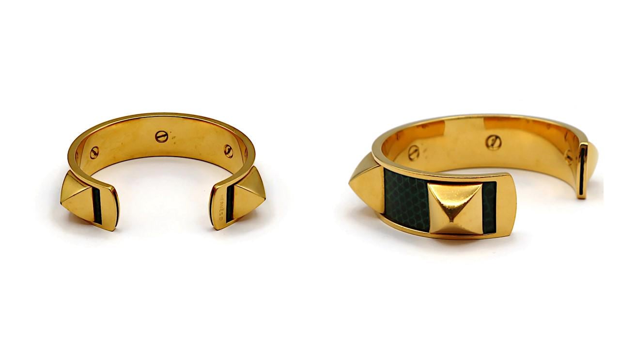 アクセサリー Hermes leather bangles HERMES * Medor Green Leather Bangle Bracelet - Etsy