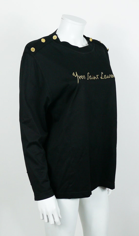 YVES SAINT LAURENT * Vintage Signature Black Top - image 2