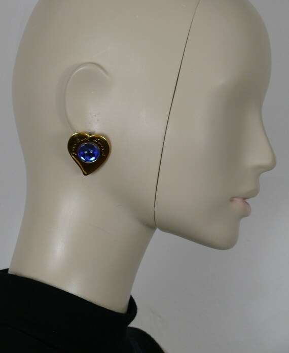 YVES SAINT LAURENT * Vintage Heart Clip-On Earrin… - image 2