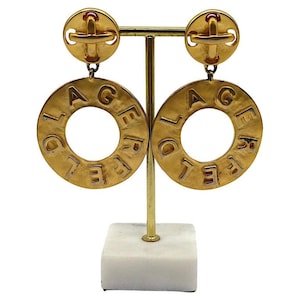 KARL LAGEFERLD * Vintage Gold Tone Hoop Earrings