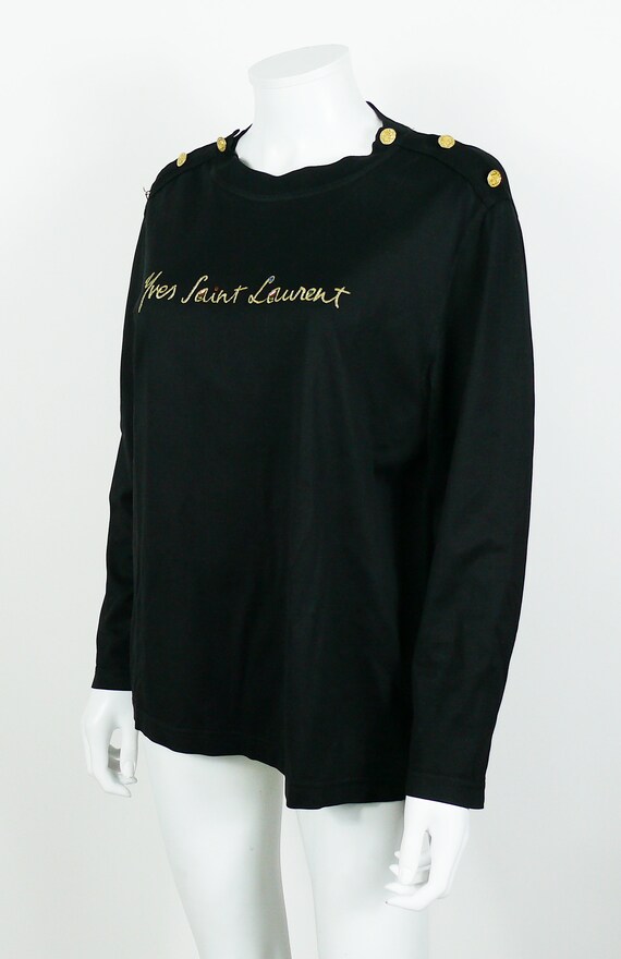 YVES SAINT LAURENT * Vintage Signature Black Top - image 4