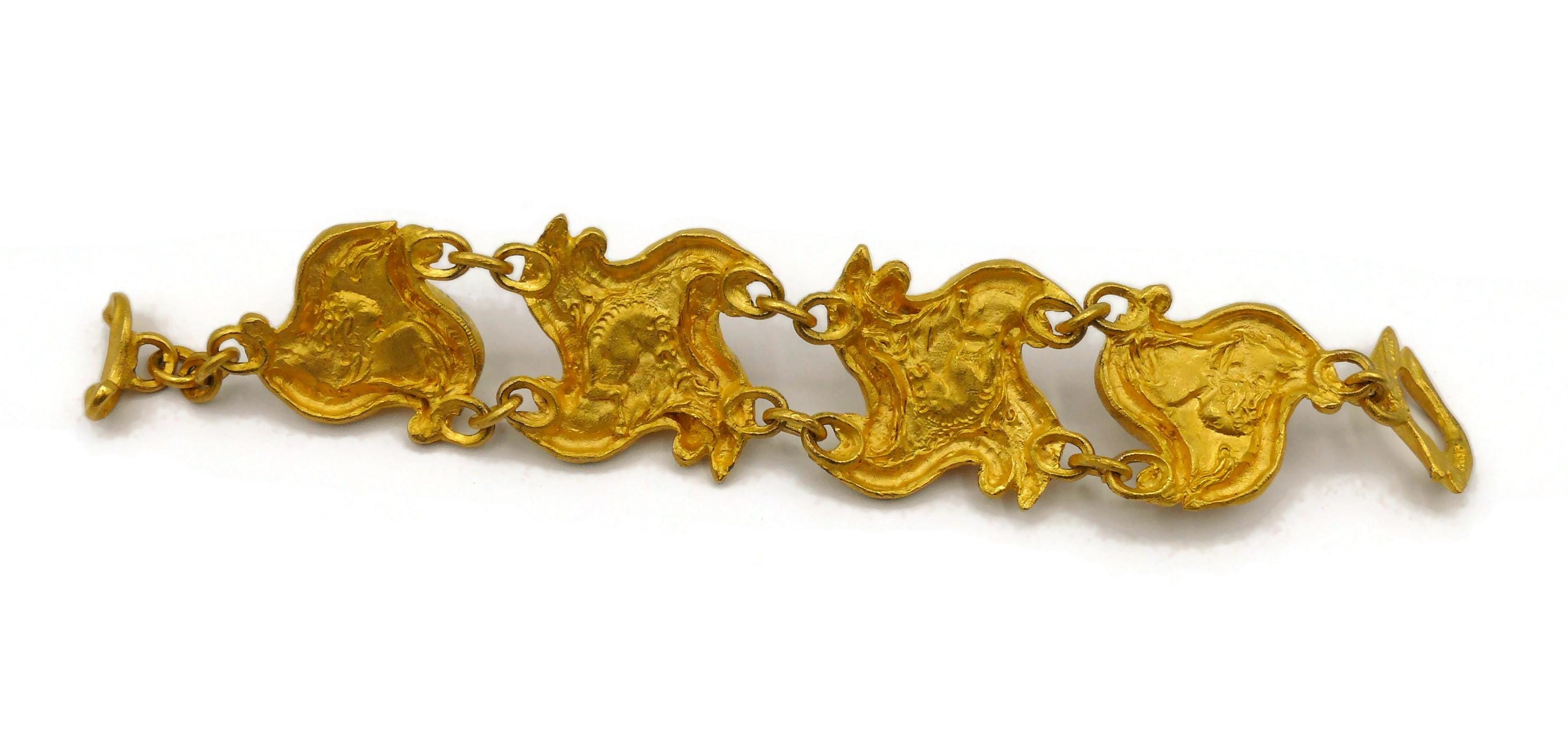 Bracelet Rétro Maillon Double Torsadé Or - Bijou Vintage En Relief, état Impeccable