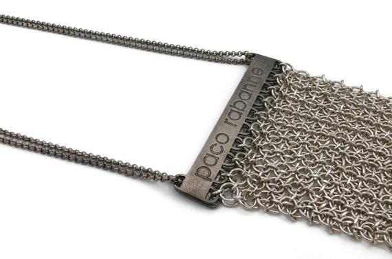 PACO RABANNE * Vintage Mini Silver Tone Chainmail… - image 5