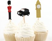 12 London British Themed Cupcake, Cake, Toppers, Picks, Party Picks