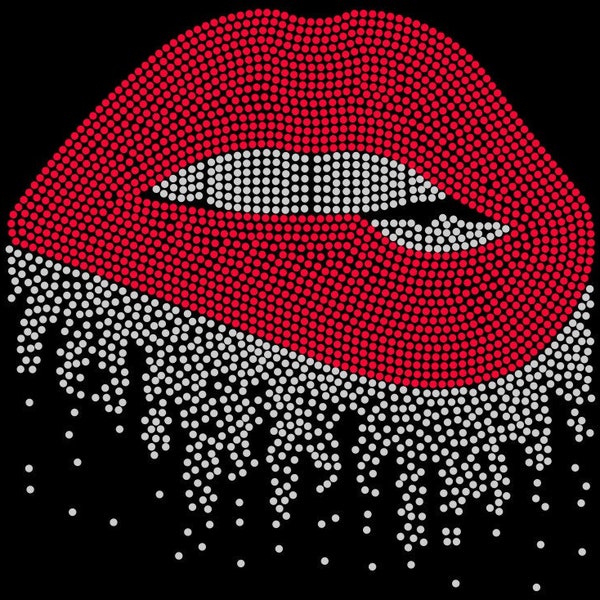 Dripping lips shirt, bling tshirt, rhinestone shirt