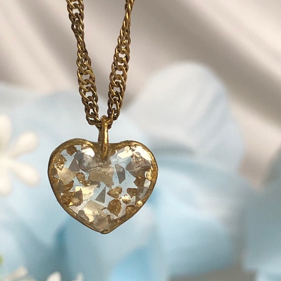 Resin Heart Necklace Custom Jewelry Pendant Wire Wrapped Vegan Gifts For Her Gold Silver Flakes Glitter - Custom Jewelry Pendant Necklace Resin Heart Necklace Custom Jewelry Pendant Wire Wrapped Vegan Gifts For Her Gold Silver Flakes Glitter - Custom Jewelry Pendant Necklace