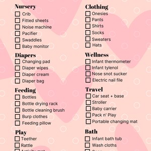 Newborn Baby Printable Checklist - Etsy