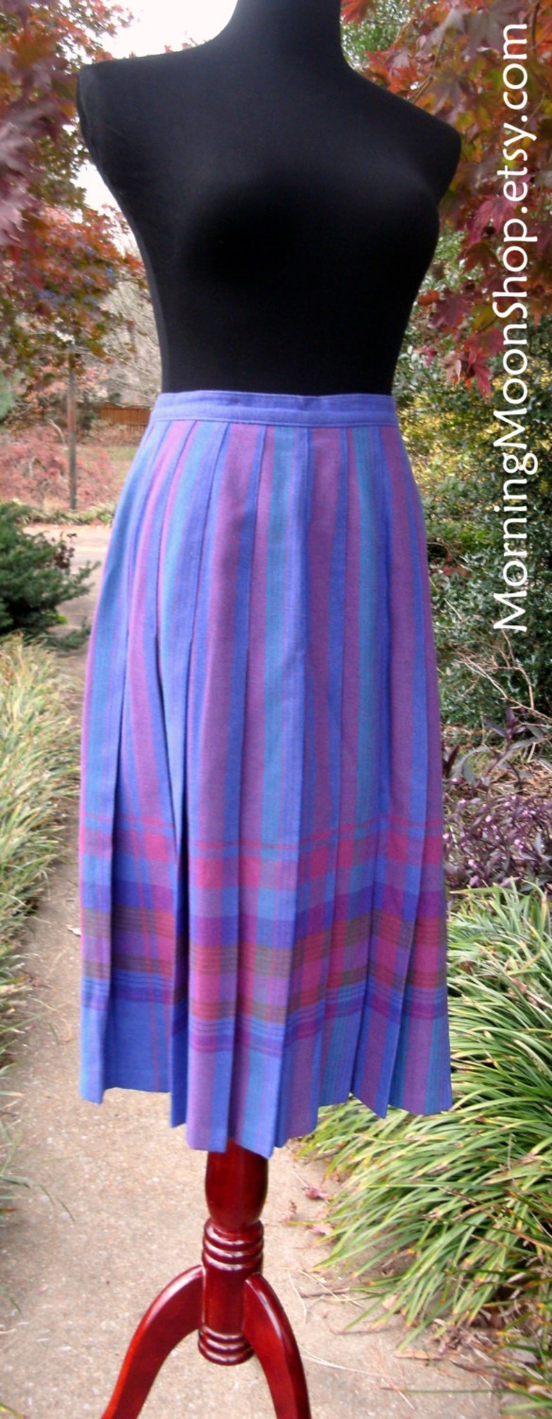 PENDLETON WOOL SKIRT Purple Plaid Tartan Vintage 70s 80s Etsy